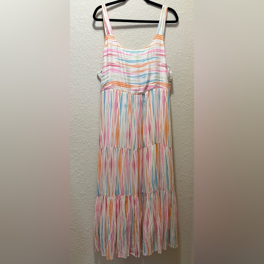 Excellent Condition, Striped Pastel Maxi Dress - Sleeveless Summer Dress